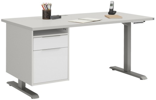 Schreibtisch mit Motor - Platingrau - Platingrau - 150cm-2130114_30-1