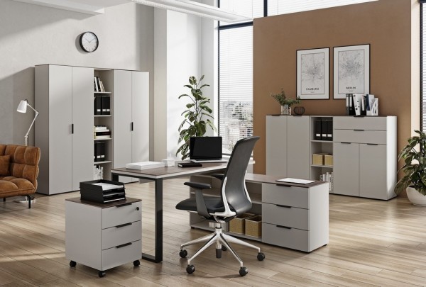Büromöbel Komplettset - Kaschmir - Nußbaum-2120051_10-1